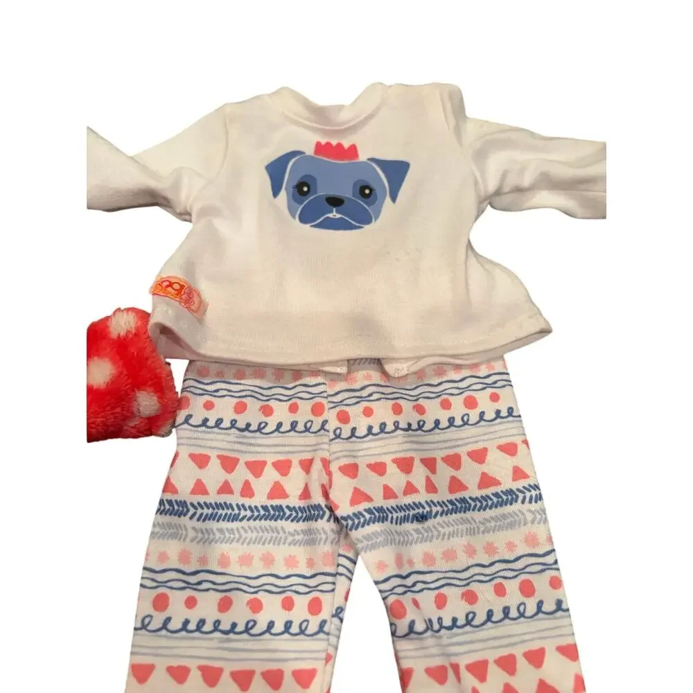 Our Generation Snuggle Up Set for 18 Inch Doll Pajamas Robe Slippers Pug